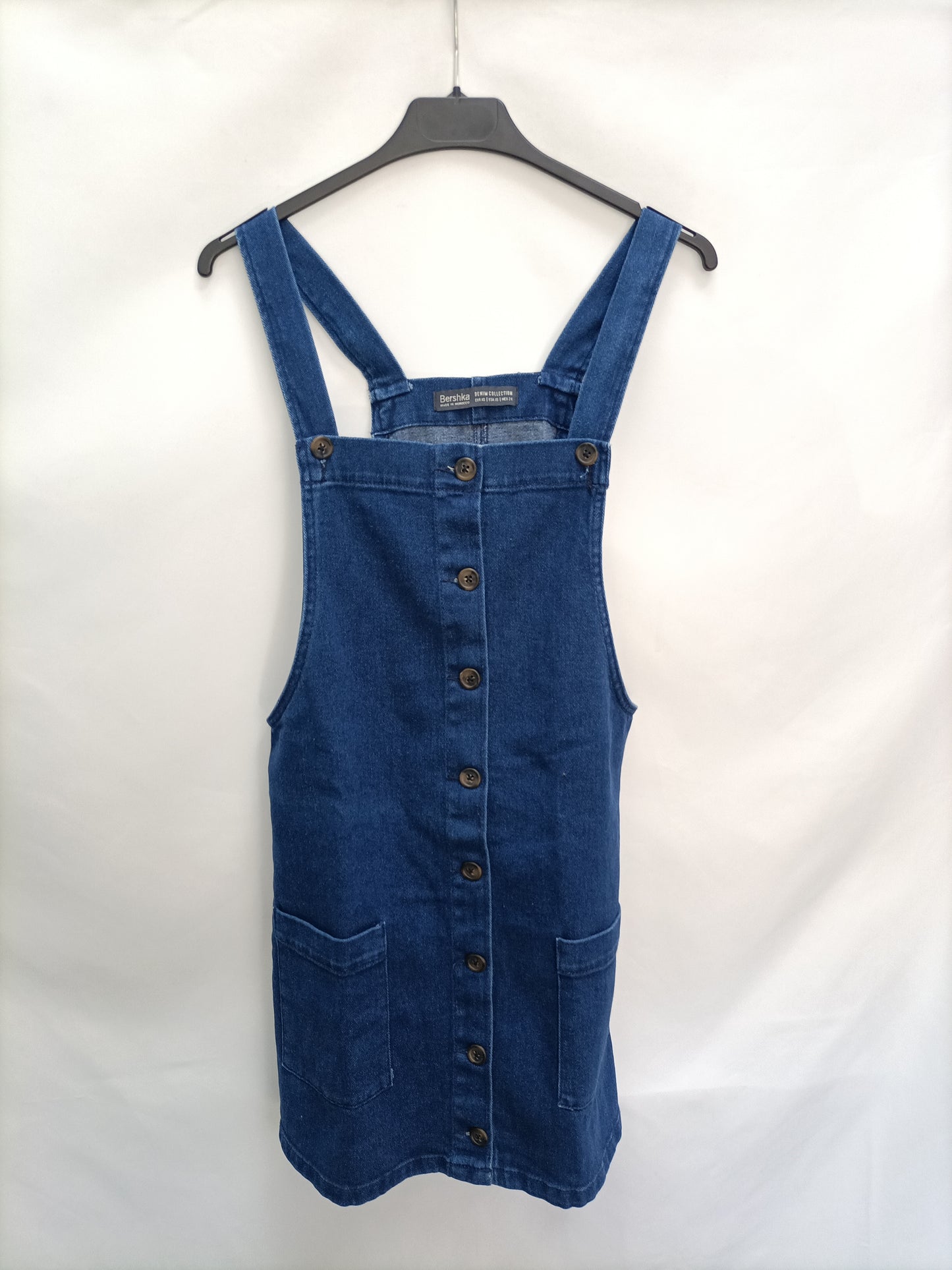 BERSHKA. Denim button-down dungarees T.xs