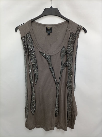 TOPSHOP. Camiseta pedrería T.40