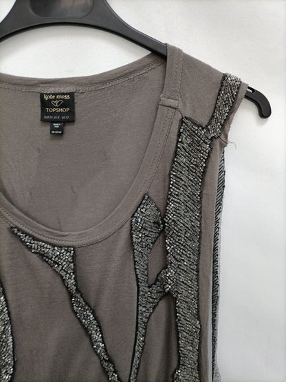 TOPSHOP. Camiseta pedrería T.40