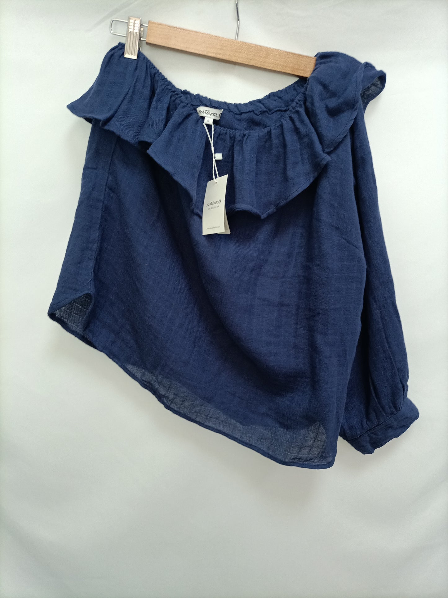 NATURA. Top algodón azul T.s