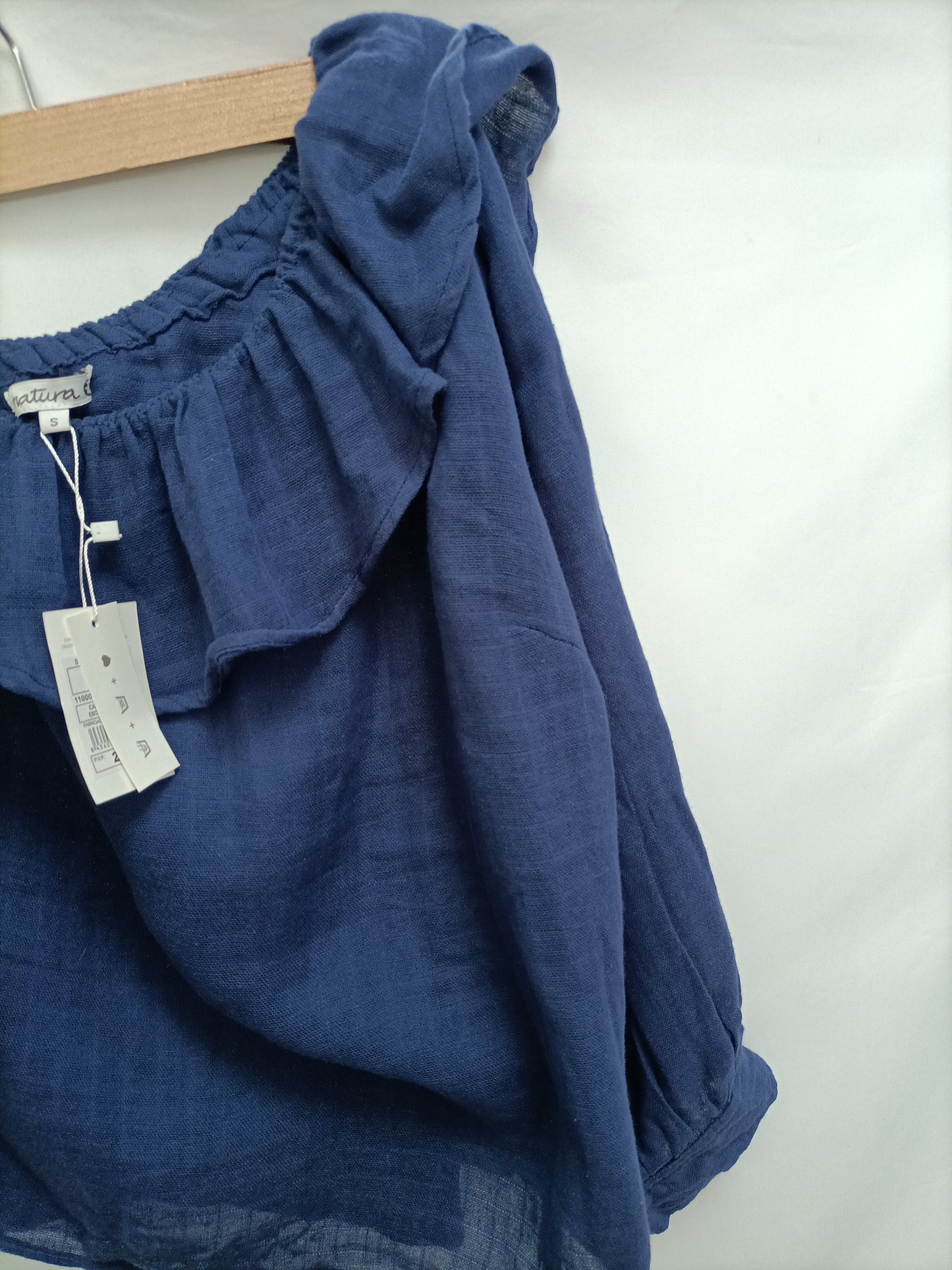 NATURA. Top algodón azul T.s
