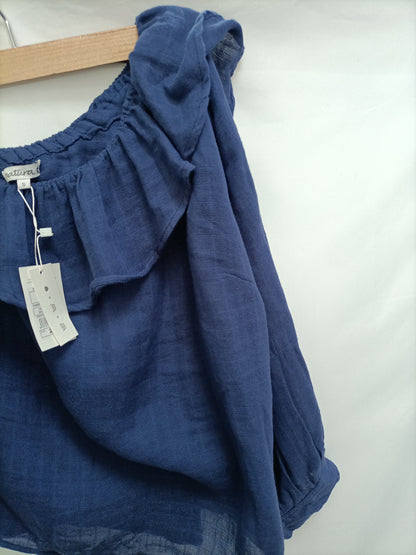 NATURA. Top algodón azul T.s