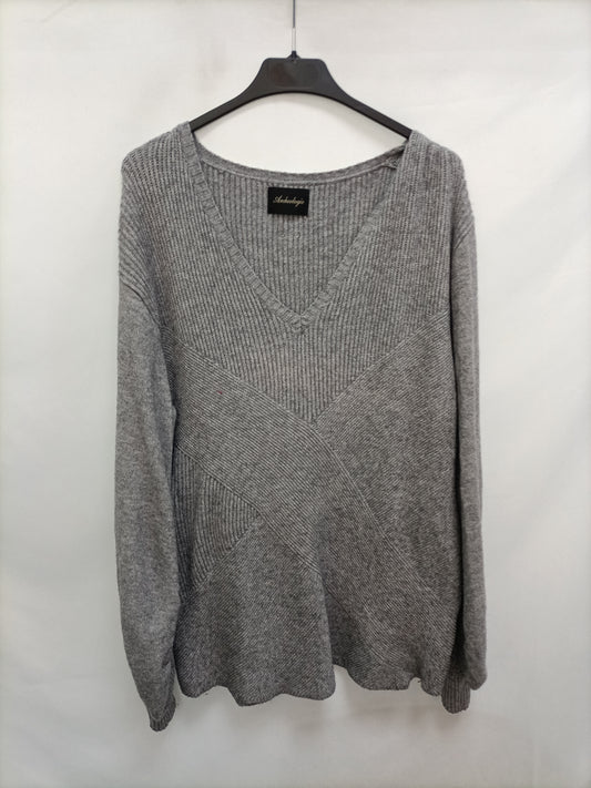 ARCHEOLOGIE. Jersey gris canalé T.XL