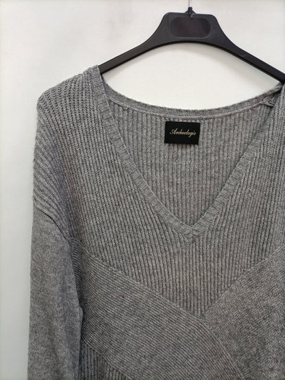 ARCHEOLOGIE. Jersey gris canalé T.XL