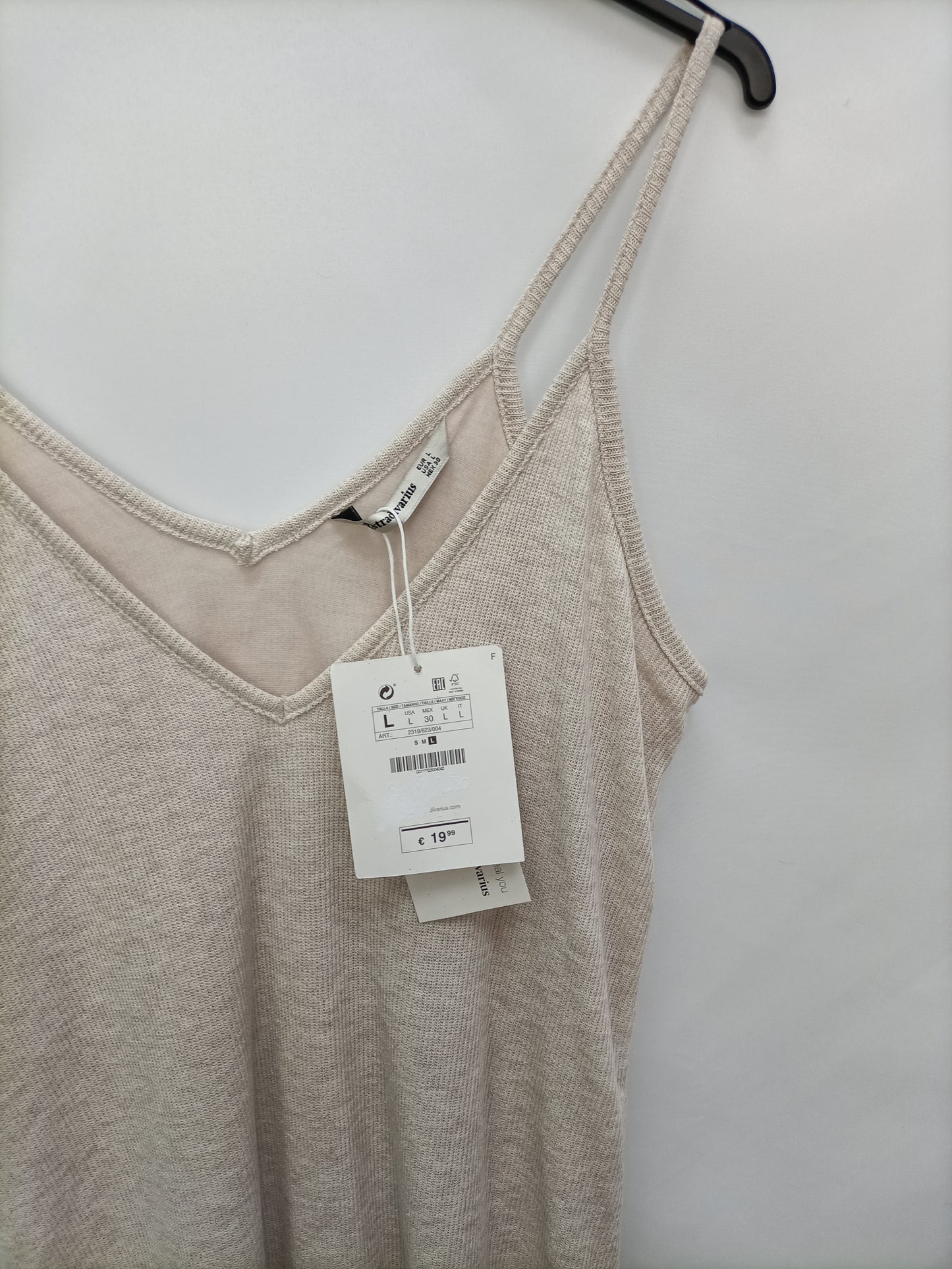 STRADIVARIUS. Vestido midi beige T.l
