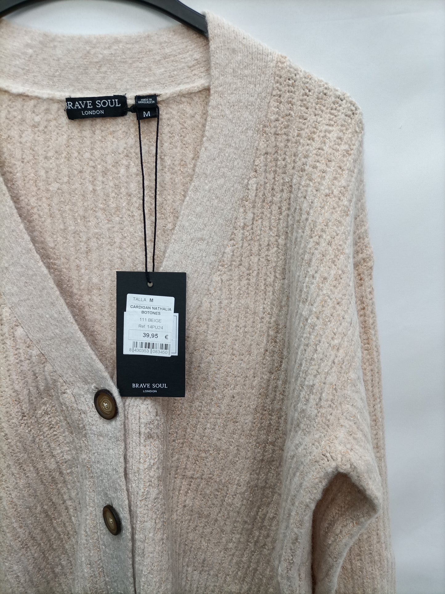 BRAVE SOULD. Cárdigan beige oversized T.m