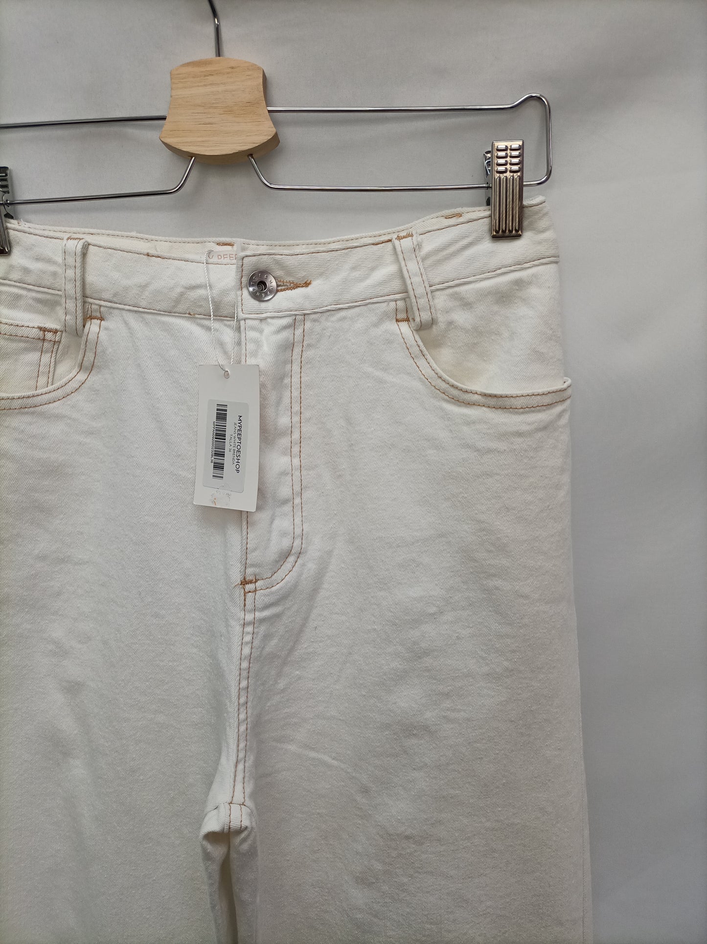 MY PEEPTOES. Pantalón beige costuras T.36