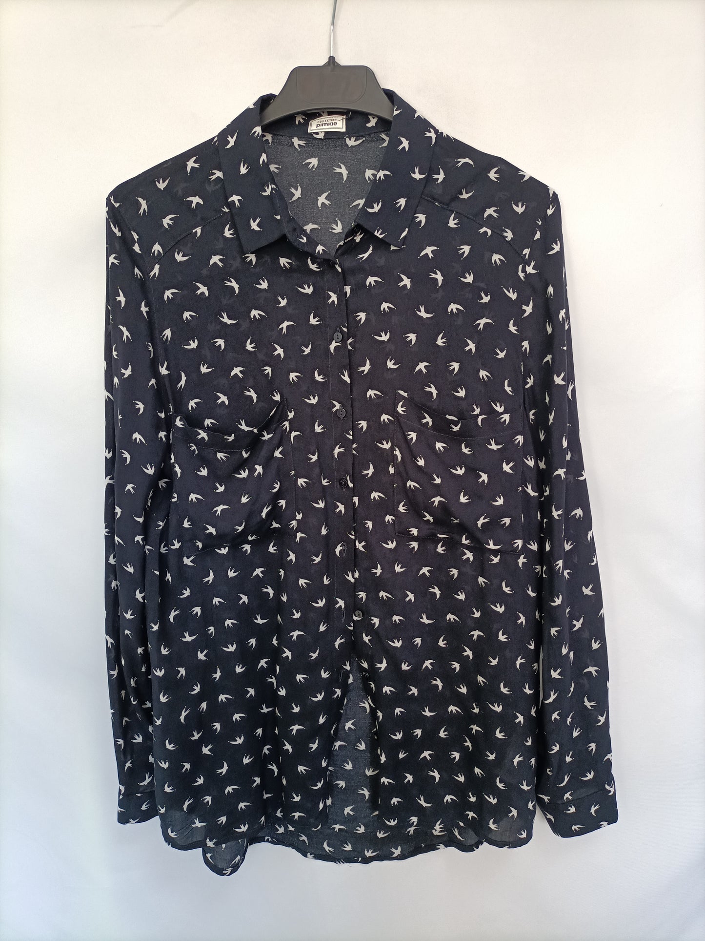 PIMKIE. Blusa azul pájaros T.s