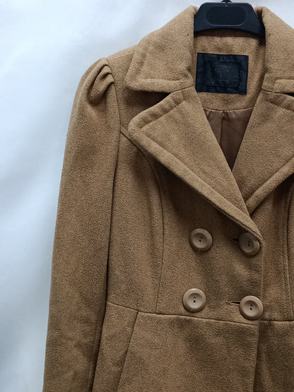 MarketSTRADIVARIUS.Abrigo paño camel T.s