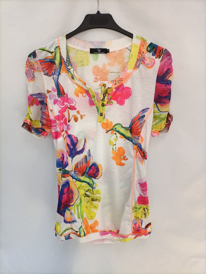 ETOILE DU MONDE. Top blanco flores T. 2(m)