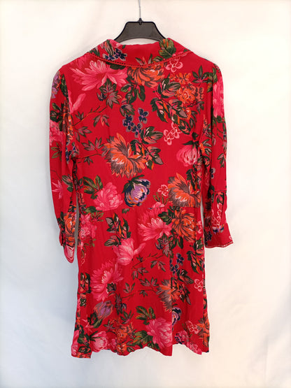 ZARA.Vestido camisero rojo T.xs