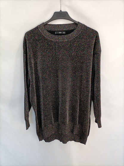 MANGO. Jersey negro hilos T.s