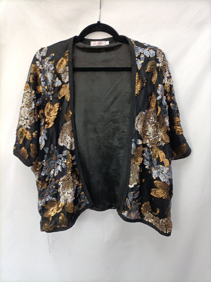 LILI HIT. Kimono negro lentejuelas T.s/m
