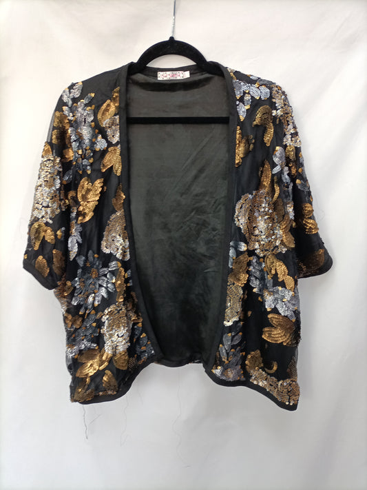 LILI HIT. Kimono negro lentejuelas T.s/m