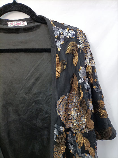 LILI HIT. Kimono negro lentejuelas T.s/m