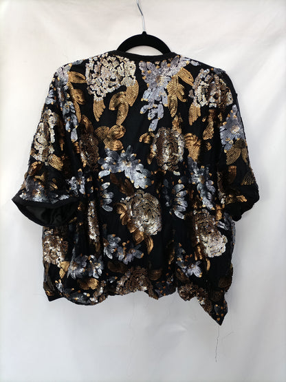 LILI HIT. Kimono negro lentejuelas T.s/m