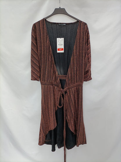 ZARA. Kimono negro y cobre T.s