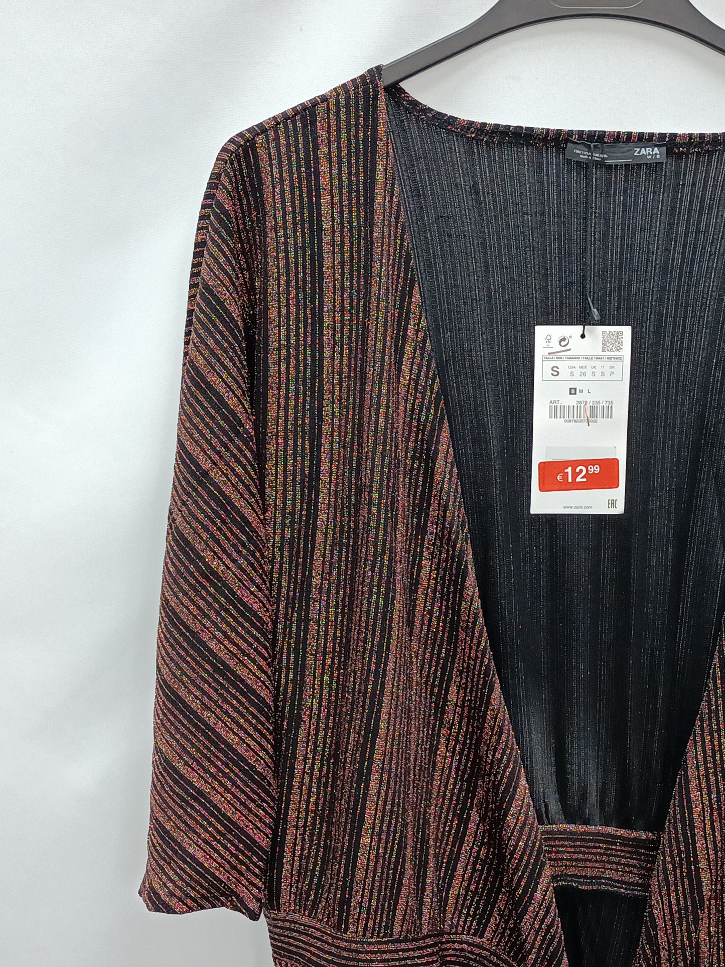 ZARA. Kimono negro y cobre T.s