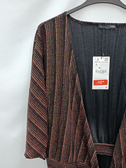 ZARA. Kimono negro y cobre T.s
