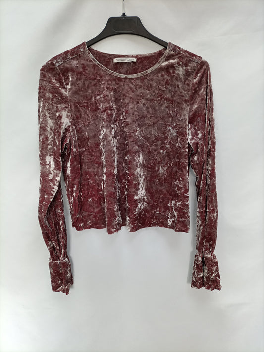 ZARA.Top terciopelo rosa T.s