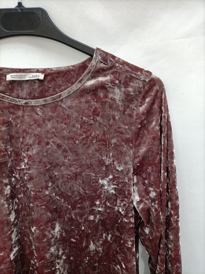 ZARA.Top terciopelo rosa T.s