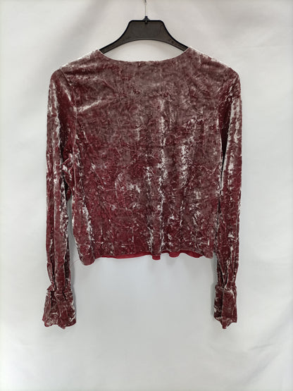 ZARA.Top terciopelo rosa T.s