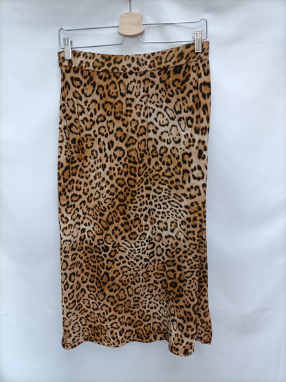 ZARA. Falda midi animal print T.m