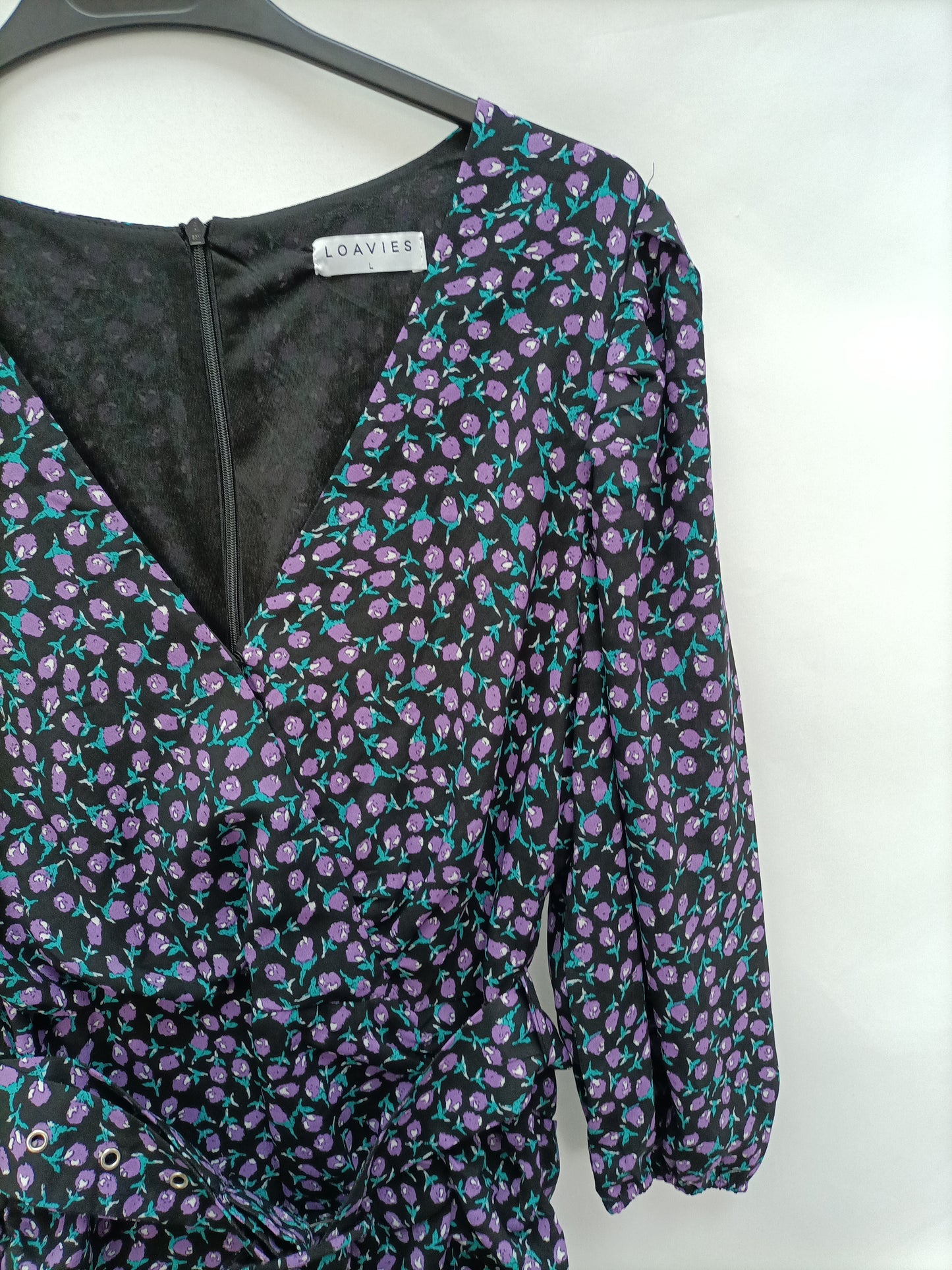 LOAVIES. Vestido negro fruncido  T.l