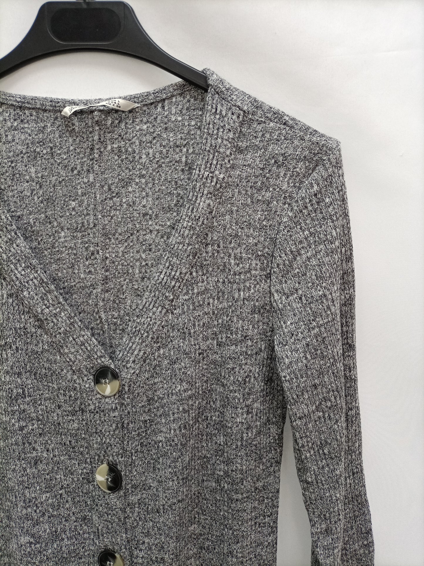 STRADIVARIUS. Vestido gris jaspeado T.L