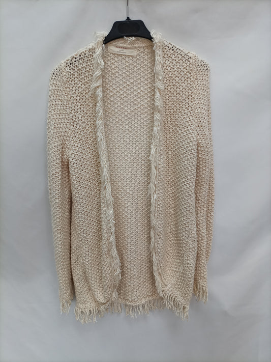 ZARA. Cárdigan beige punto   T.m