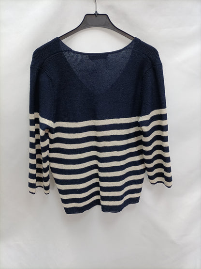 MANGO. Jersey rayas beige y azul T.m