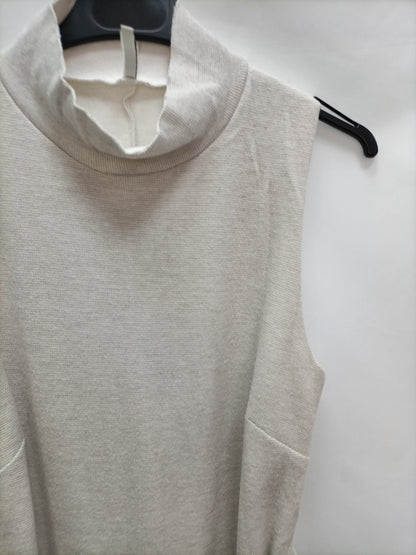 STRADIVARIUS. Vestido midi beige T.m