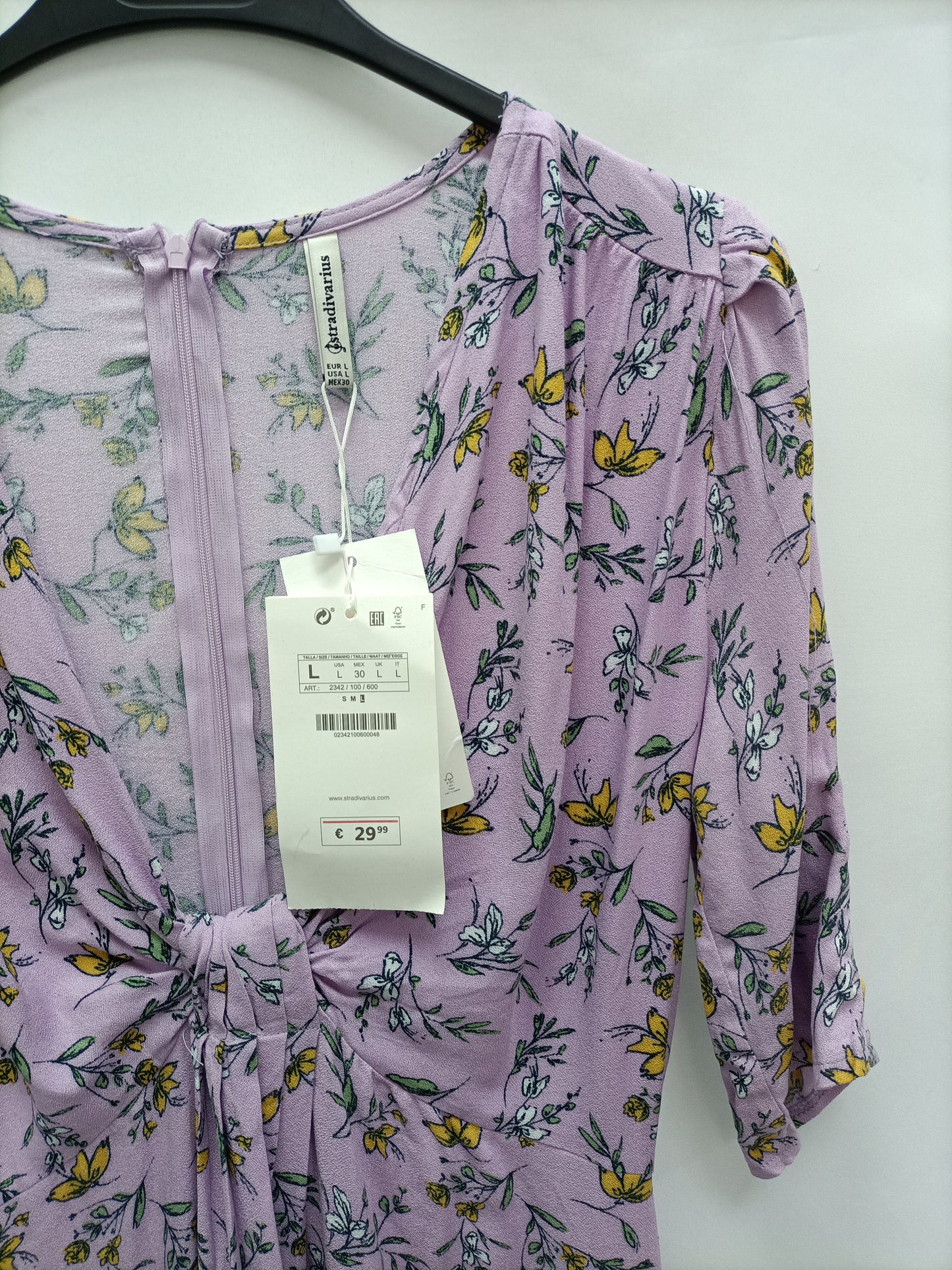 STRADIVARIUS. Vestido midi lila T.l