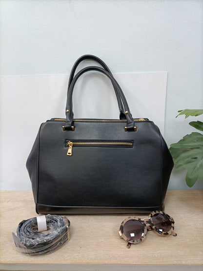 PARFOIS. Bolso negro doble textura