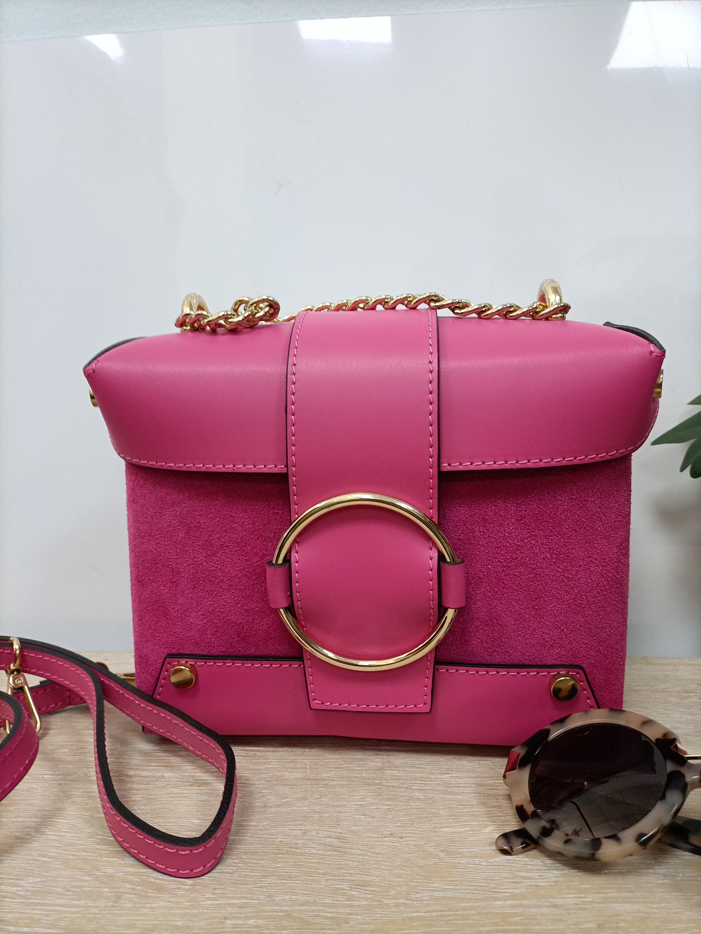 OTHERS. Pink double-textured bag