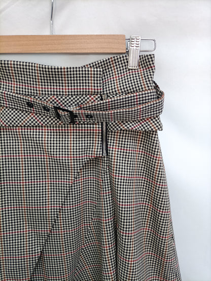ZARA. Beige houndstooth skirt S.xs
