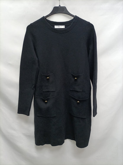 ZARA. Vestido negro punto T.s