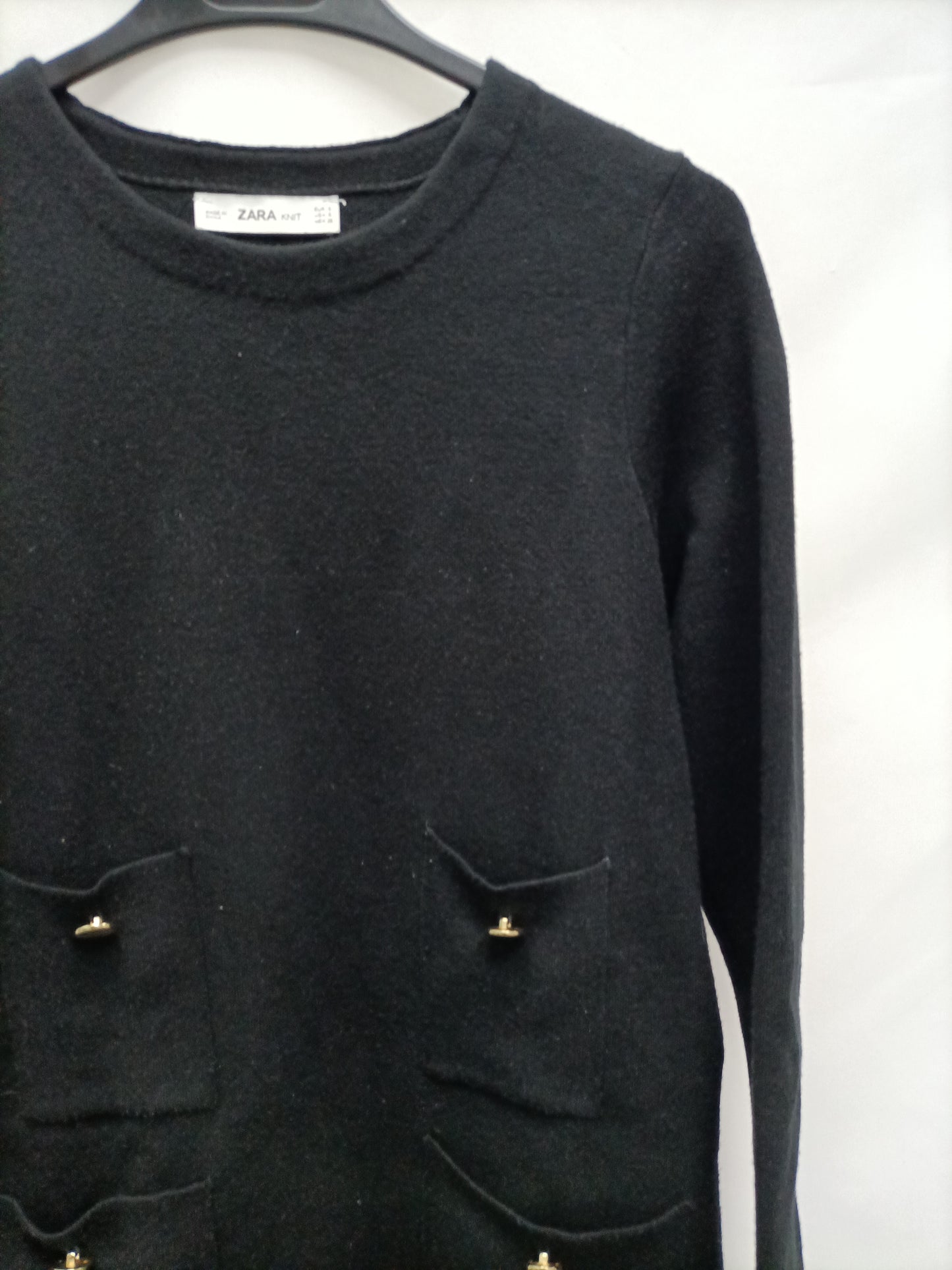 ZARA. Vestido negro punto T.s