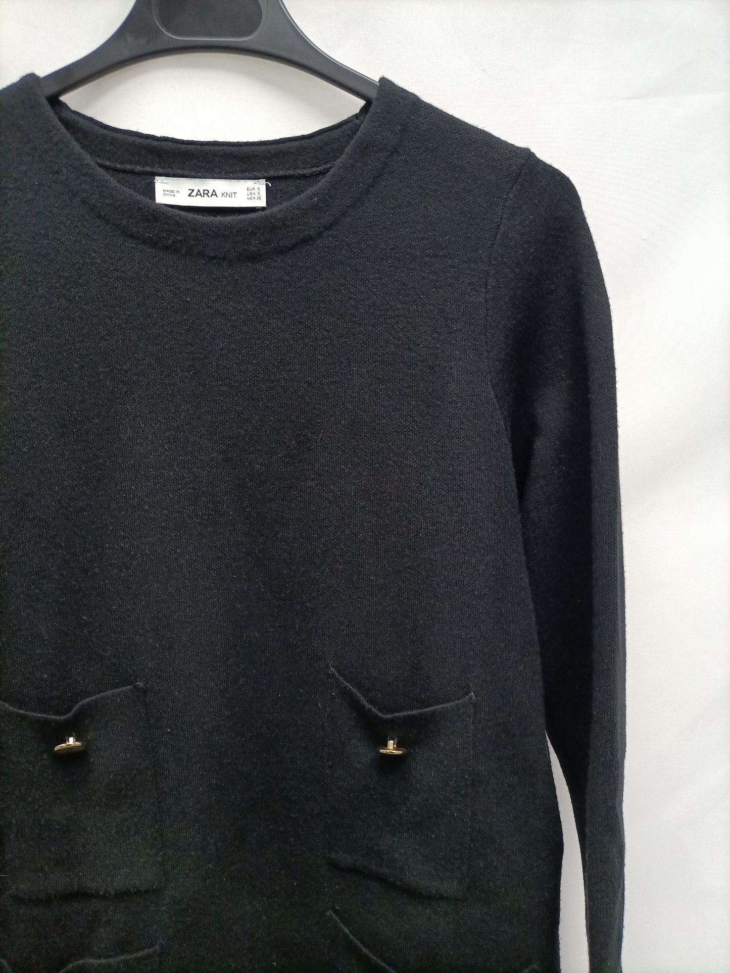 ZARA. Vestido negro punto T.s