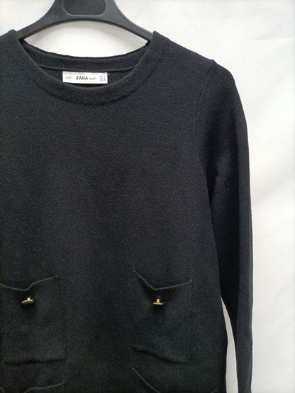 ZARA. Vestido negro punto T.s