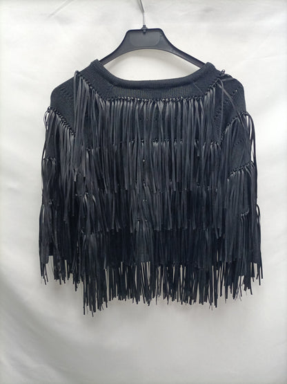H&M. Chaqueta punto flecos T.xs