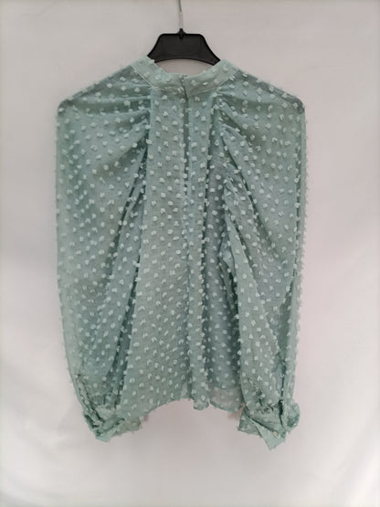 ZARA. Blusa plumeti verde agua T. Xs