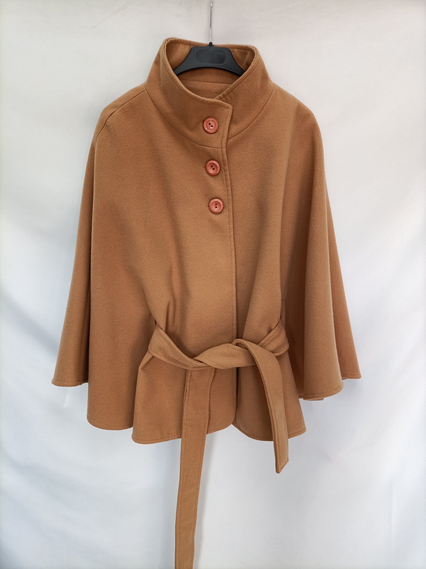 OTRAS. Poncho de paño camel  T.m