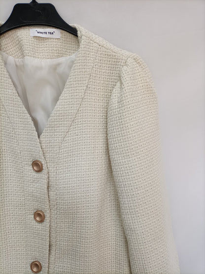 WHITE TEA. Beige tweed jacket Your(s)