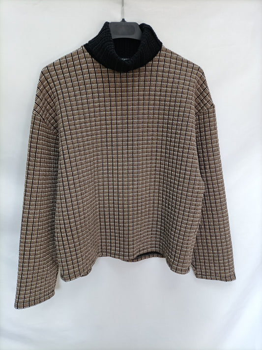 ZARA. Top cuadros textura T.m