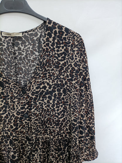 PULL&BEAR. Vestido corto animal print T.m