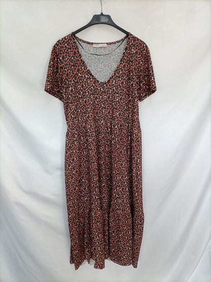PULL&BEAR. Vestido flores largo T.m