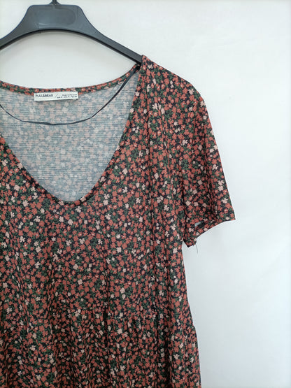 PULL&BEAR. Vestido flores largo T.m