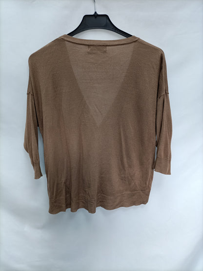 ZARA. Top Abotonado marrón  T.m