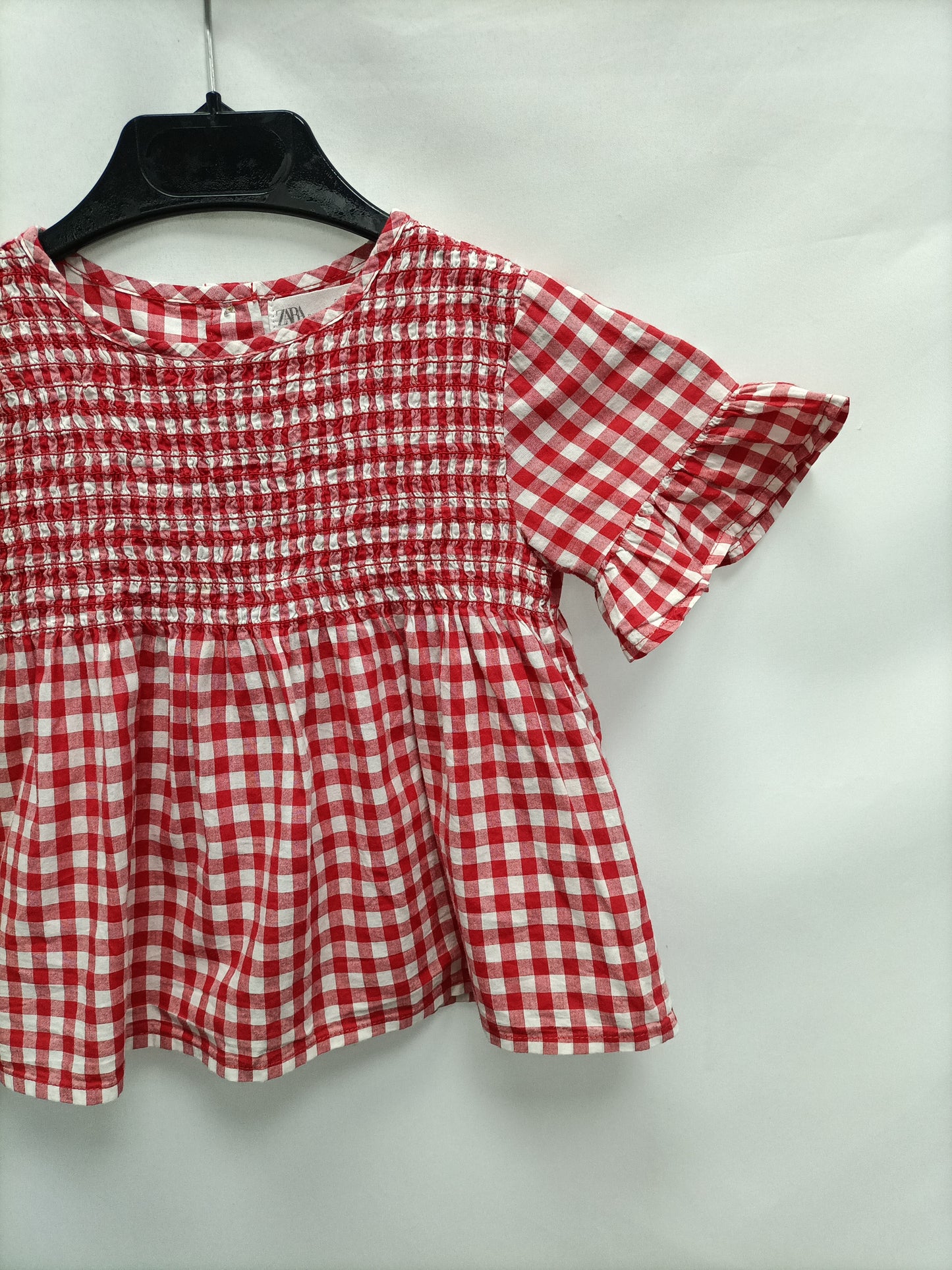 ZARA. Camisa de cuadros vichy rojo T.18/24m